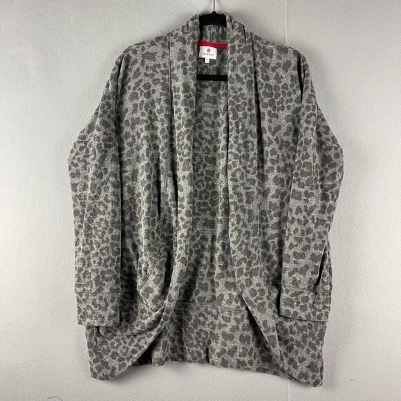 Sundry Cardigan Womens Large Large Leopard Print Open Front Cozy Soft Relaxed - Picture 1 of 15